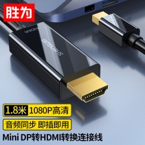 勝為Mini-DP轉HDMI轉換器 surface/蘋果筆記本雷電接口高清4K 雷電轉HDMI公口-1080P 1.8米 MN-3080 
